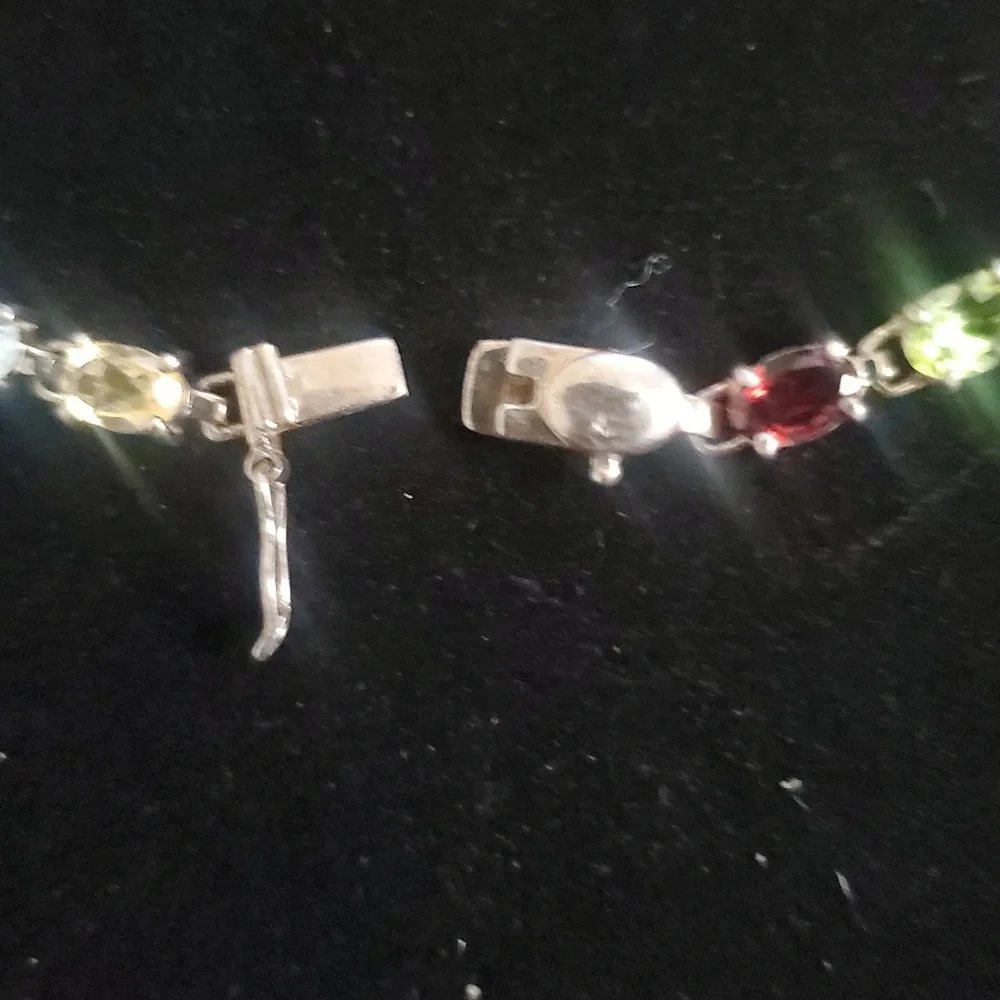 Vintage PAJ 925 Sterling Silver  Multi Gemstone Link Bracelet - Picture 8 of 13